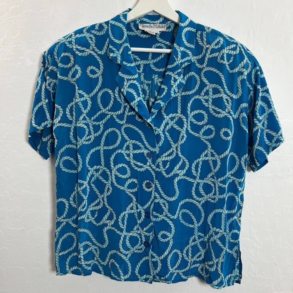 VTG Diane Von Furstenberg top silk size M equestrian crop western quiet luxury